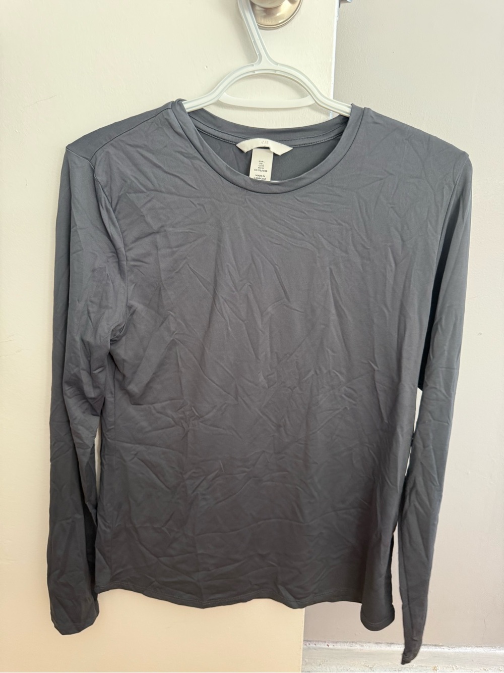 H&M Men's Long Sleeve Crewneck Tee - Slate Gray